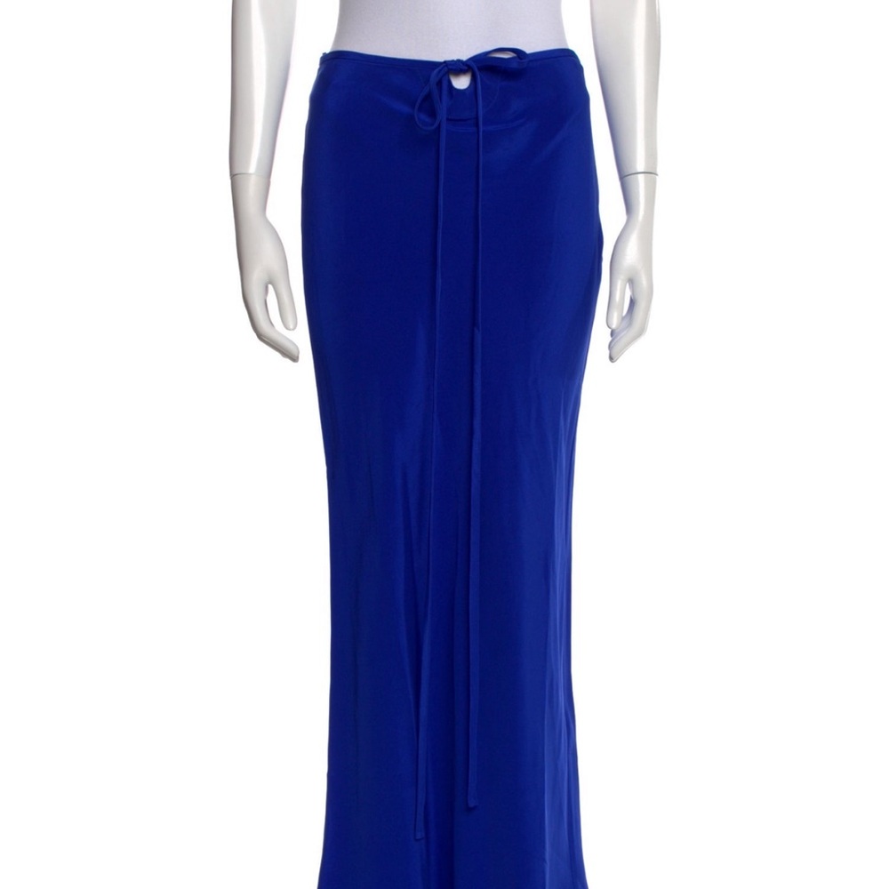 Elegant Blue Maxi silk Skirt Christopher esber
